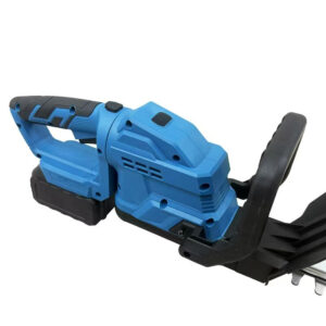 Cordless brushless lithium-ion hedge trimmer featuring dual-action hardened steel blades; a rechargeable garden tool designed for trimming shrubs and hedges. 6daedc90029a3e391695b5483ab88bad